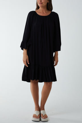 Tiered Tie Back Midi Dress