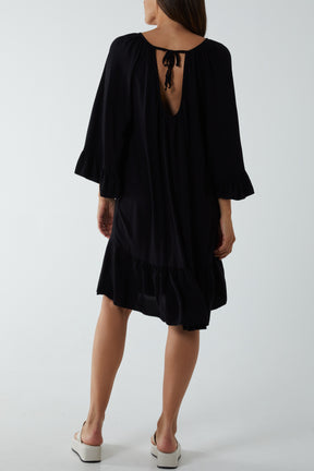 Tiered Tie Back Midi Dress