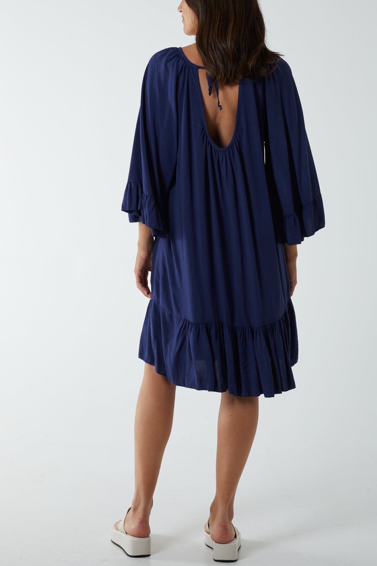 Tiered Tie Back Midi Dress