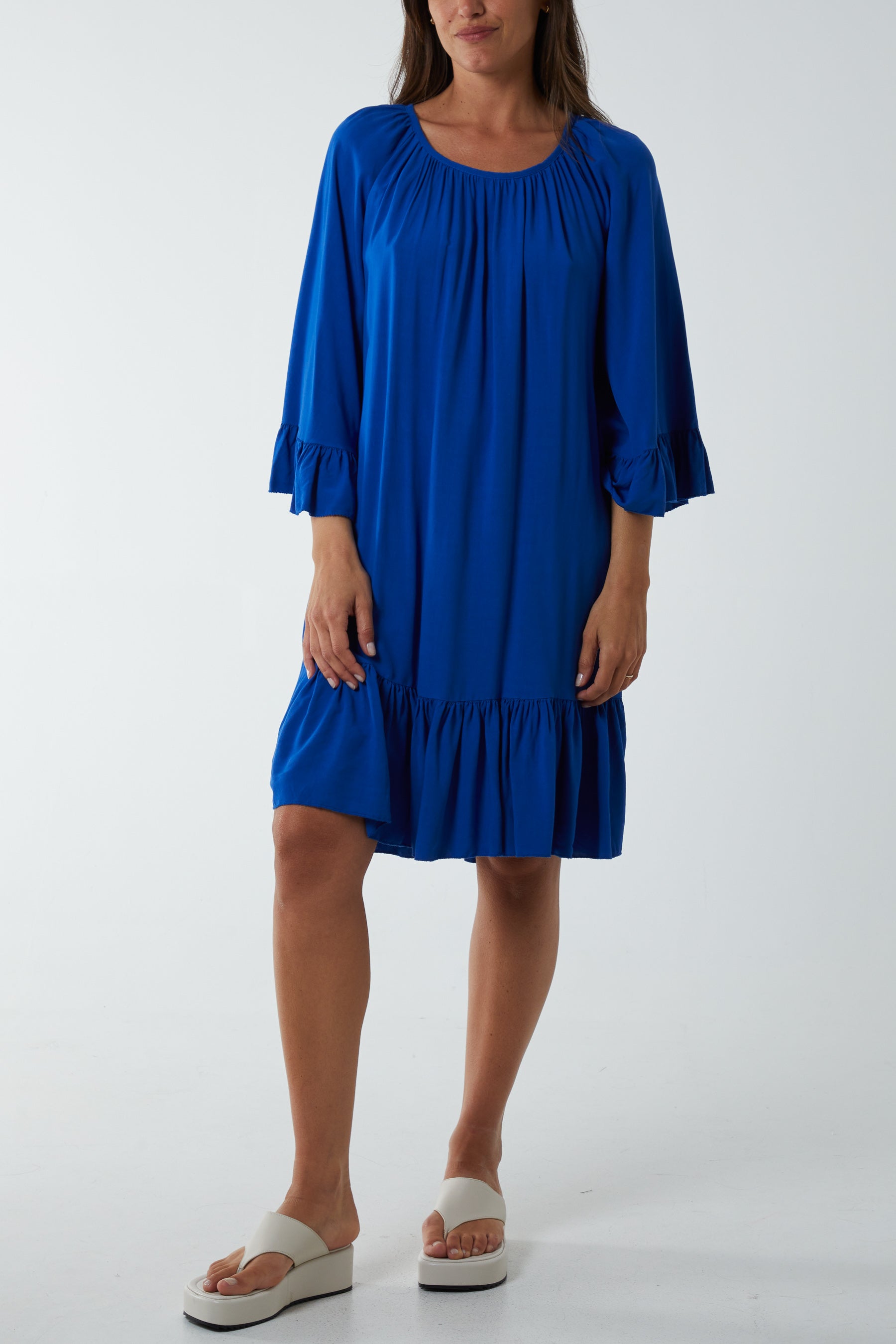 Tiered Tie Back Midi Dress