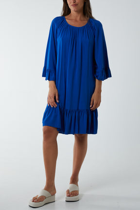 Tiered Tie Back Midi Dress