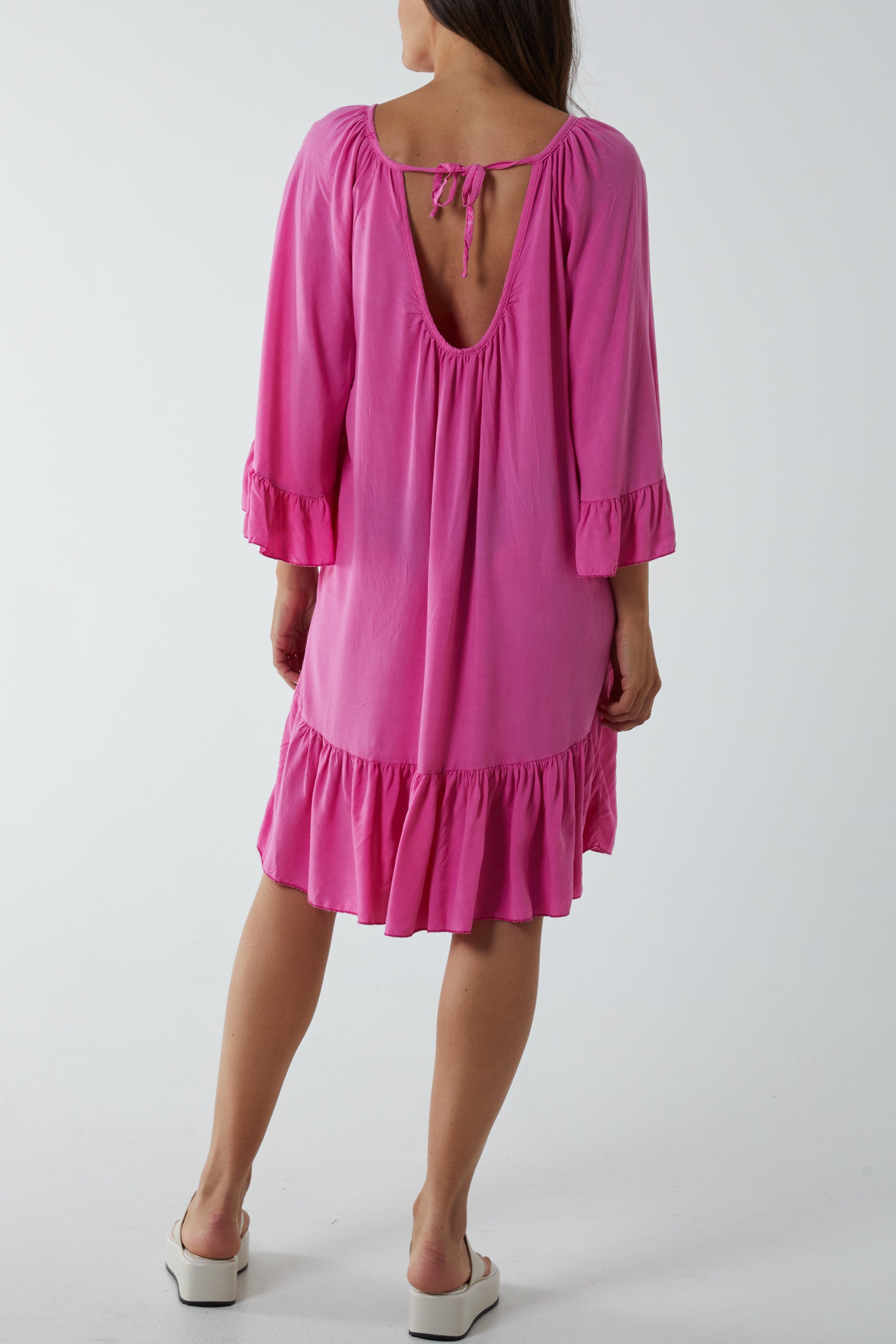 Tiered Tie Back Midi Dress