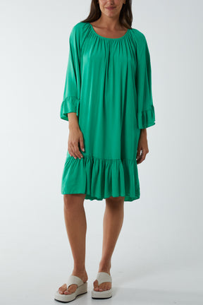 Tiered Tie Back Midi Dress