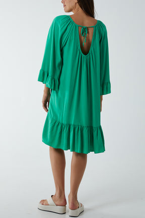 Tiered Tie Back Midi Dress