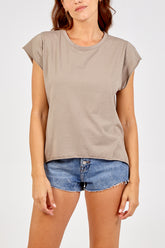 Cap Sleeve High Low Rolled Edge Top