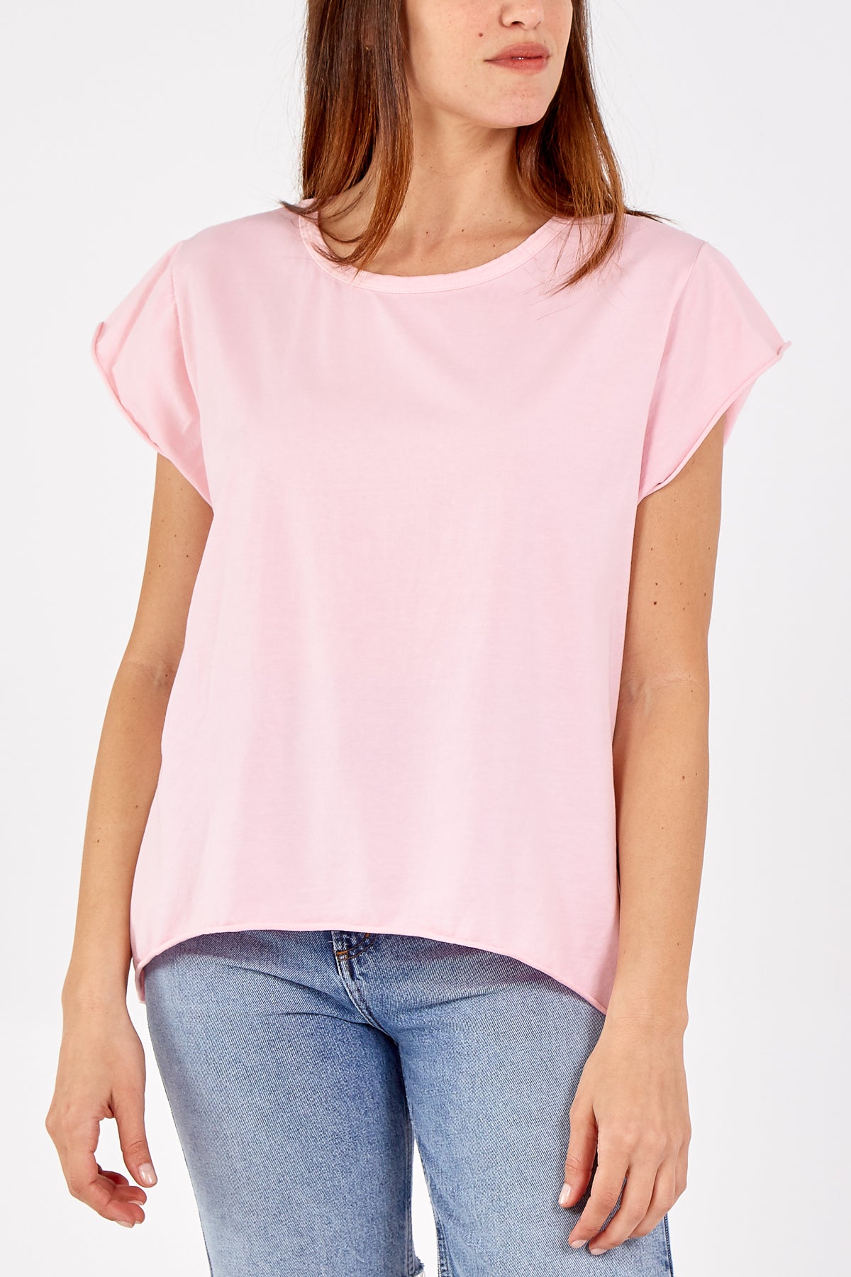 Cap Sleeve High Low Rolled Edge Top