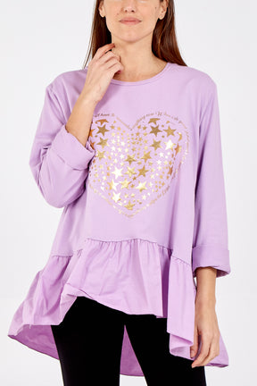Gold Star Heart Top With Frill Trim