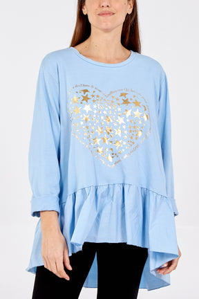 Gold Star Heart Top With Frill Trim