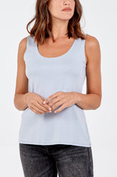 Double Layer Scoop Neck Plain Vest