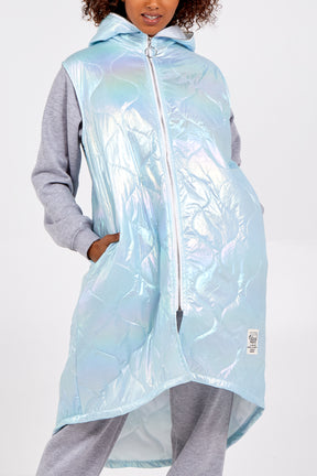 Holographic Sleeveless Puffer Coat