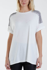 Scatter Sleeve Diamante T-Shirt