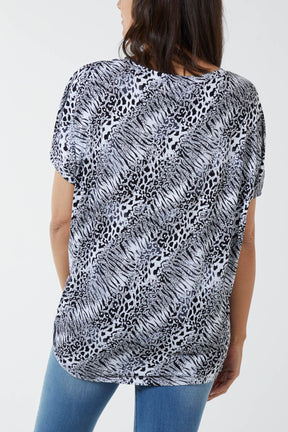 Mono Animal Abstract Zip Front Top