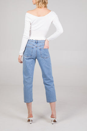 Round Neck Button Detail Peplum Top