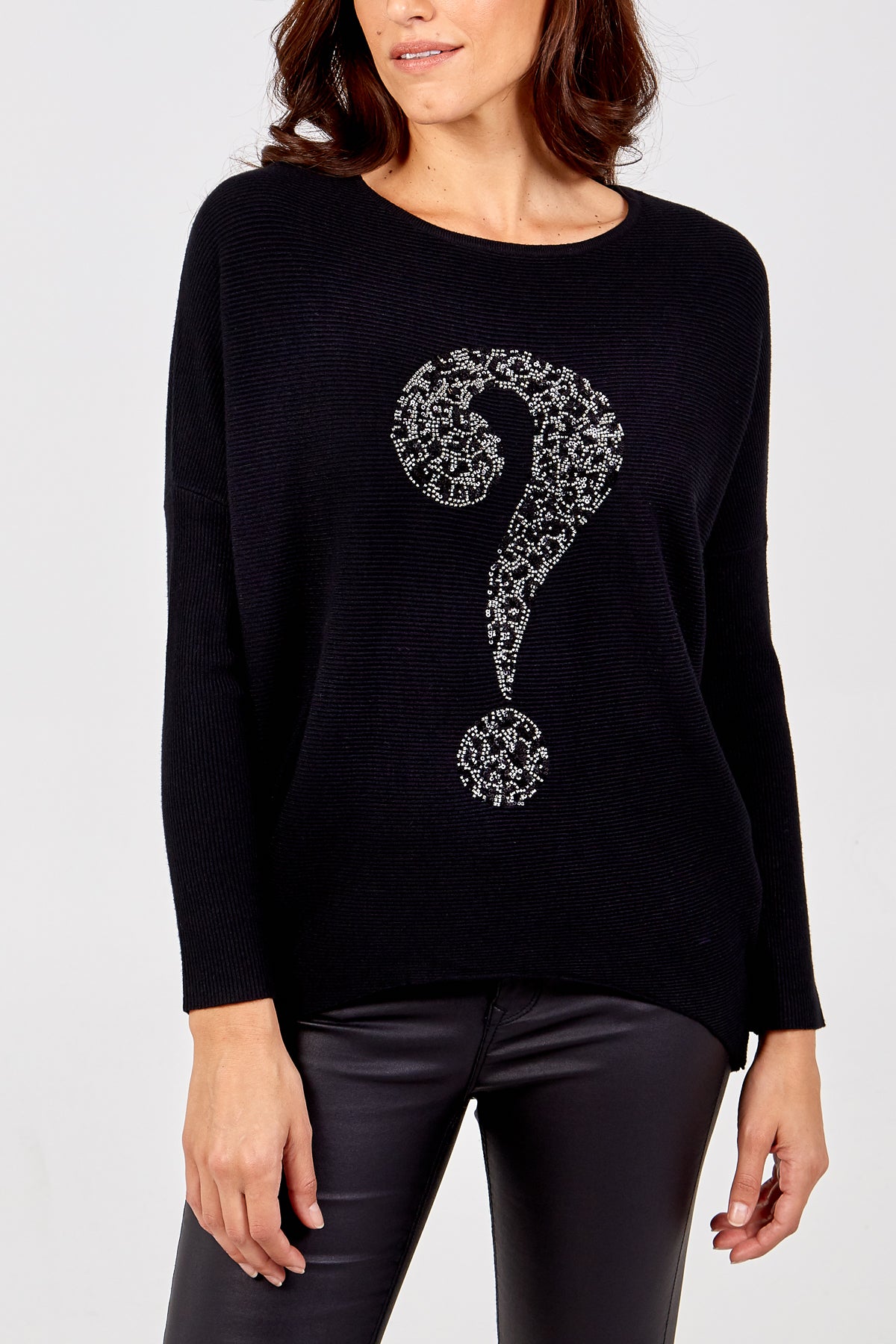 Leopard Sequin 'Question Mark' Jumper