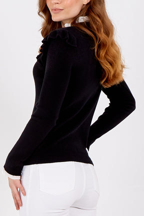 Frill Detail Jumper With Neck Tie