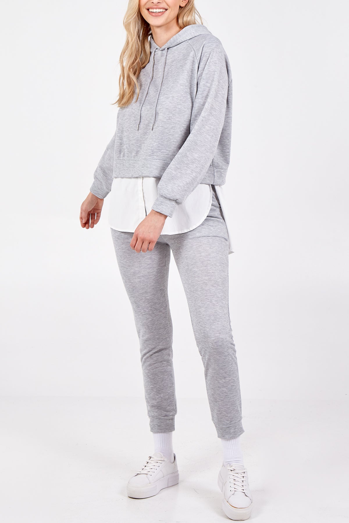 Pullover Hoodie With Undershirt And Cuffed Jogger