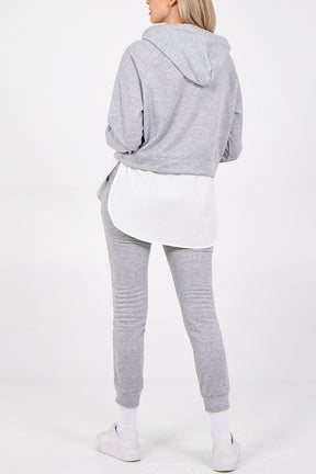 Pullover Hoodie With Undershirt And Cuffed Jogger