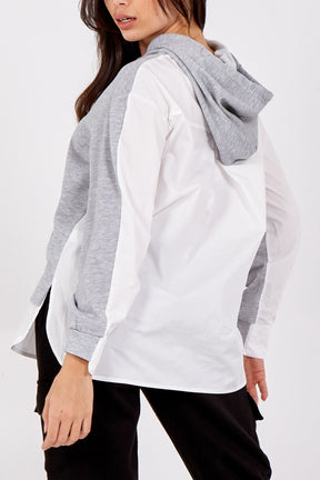 Pullover Sweatshirt Hoodie With White Undershirt