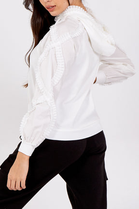 Frill Lace Detail Hoodie