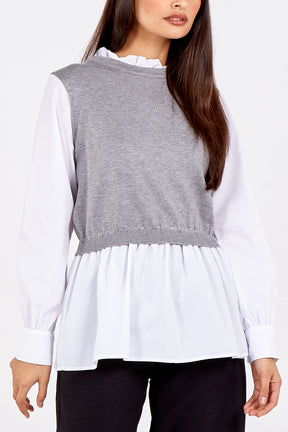 Knit Vest With Frill Collar Undershirt