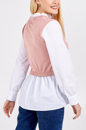 Knit Vest With Frill Collar Undershirt