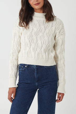 Oversized Cropped High Neck Jumper
