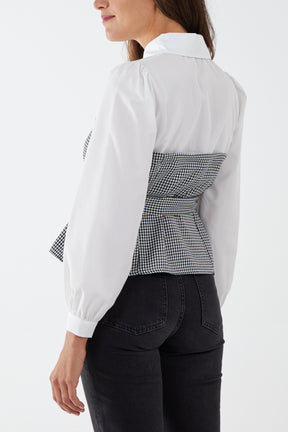 Cropped Checked Top With Undershirt