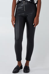 Zip Shiny Faux Leather Leggings