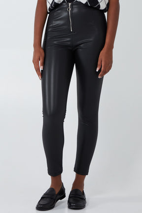 Zip Shiny Faux Leather Leggings