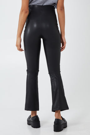 Shiny Stretchy Flare Trousers With Zip