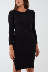 Ribbed Dress With Cardigan