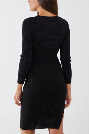 Ribbed Dress With Cardigan