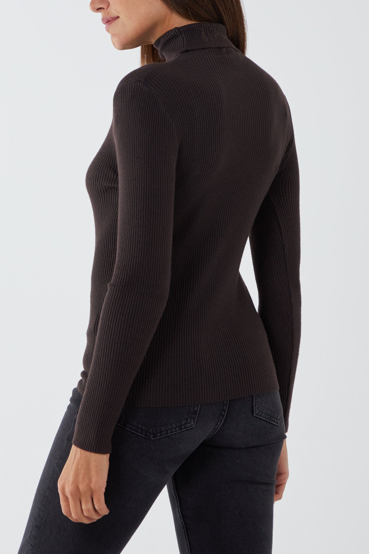 Ribbed Knitted High Neck Top