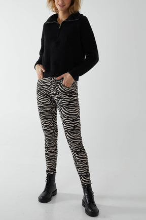 Zebra Pattern Skinny Jeans
