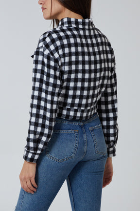 Gingham Check Cropped Shacket