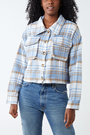 Cropped Checked Shacket