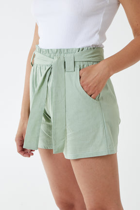 Paper Bag Waist Belted Shorts
