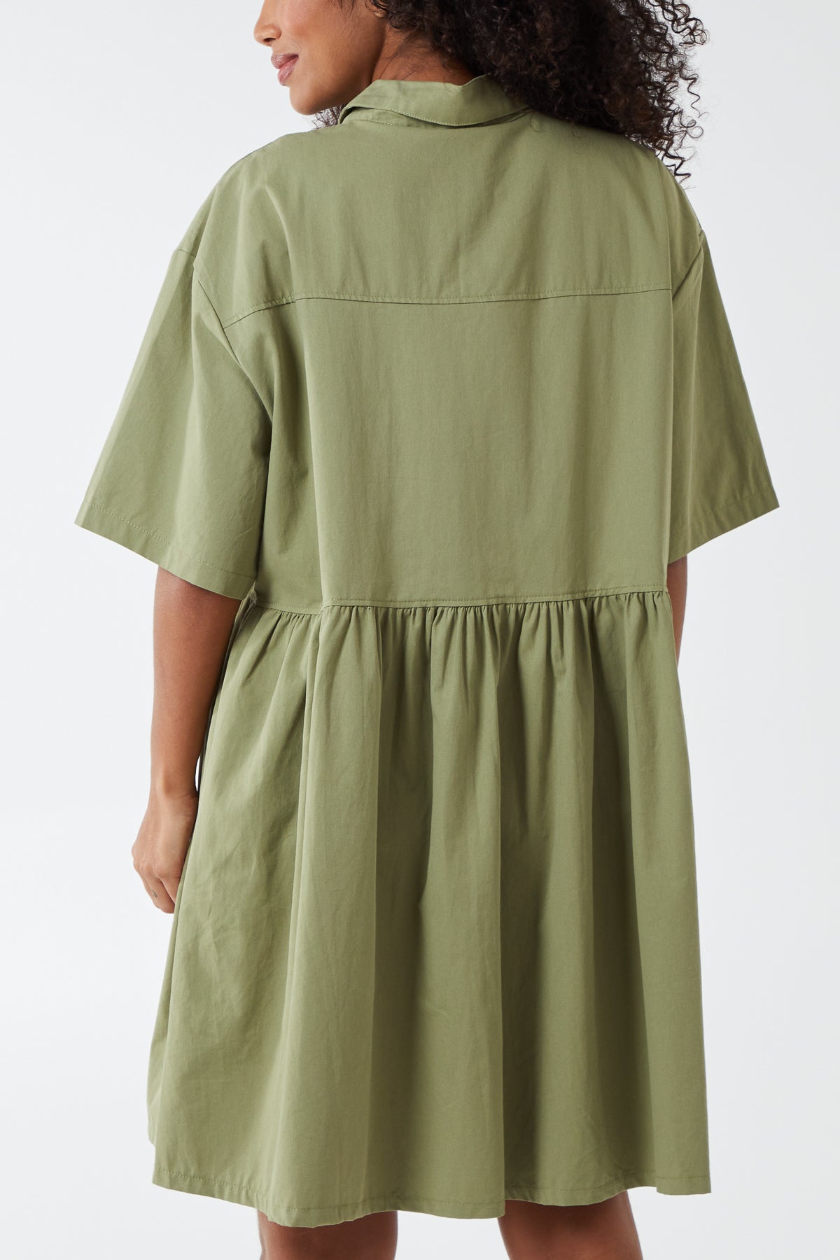 Short Sleeve Smock Shirt Dress