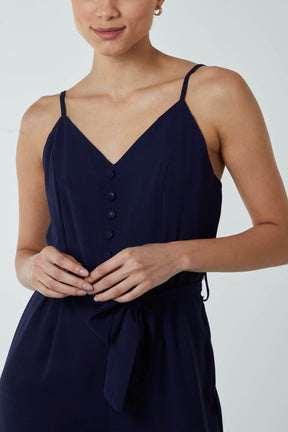 Button Front Strappy Jumpsuit