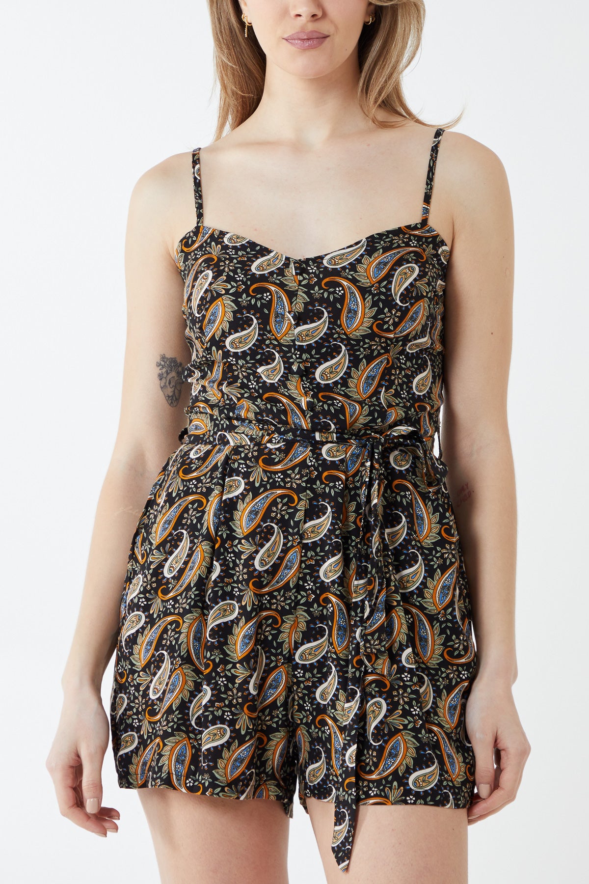 Strappy Paisley Print Playsuit