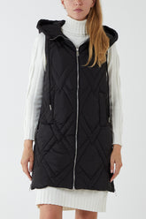 Diamond Quilted Hooded Zip Gilet