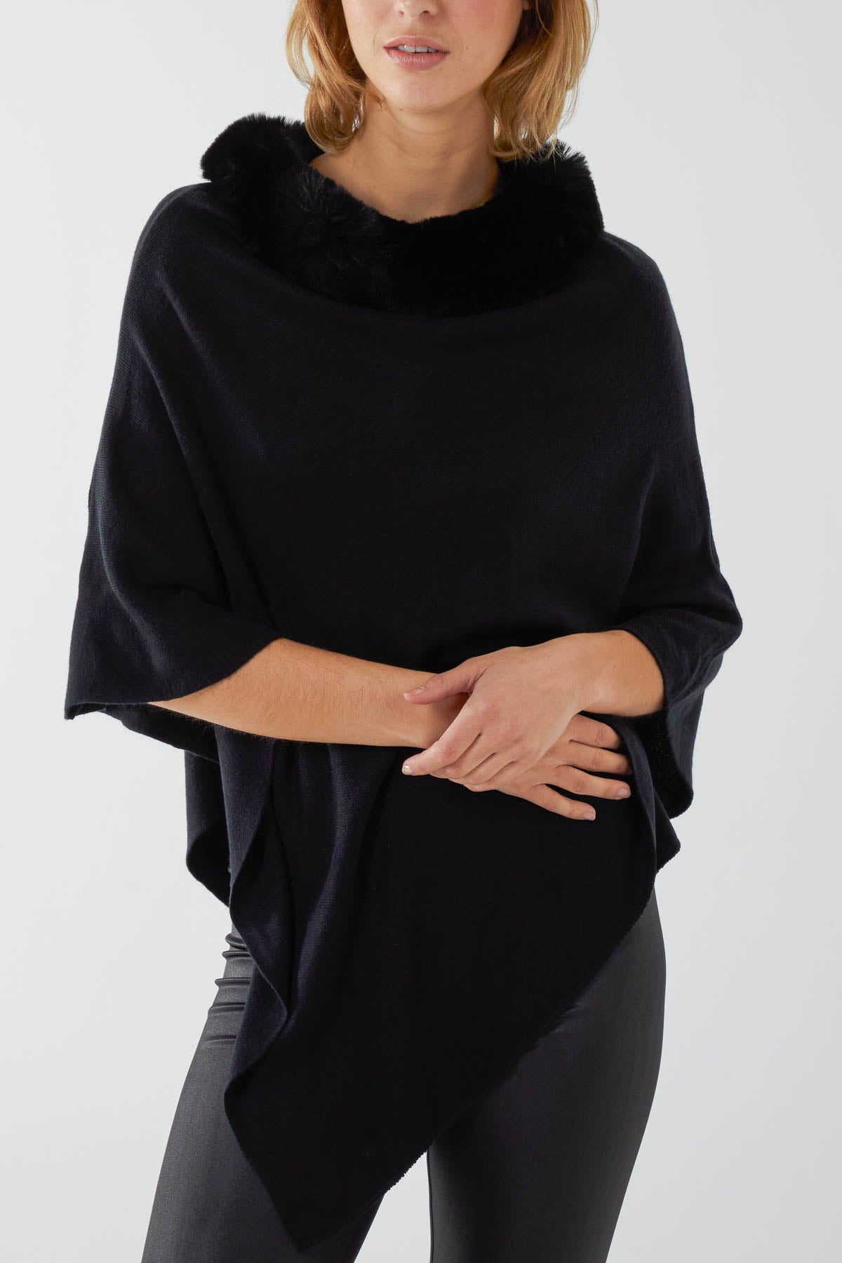 Faux Fur Neck Poncho