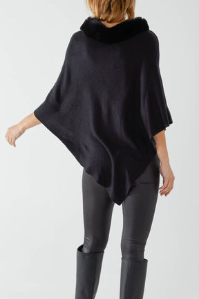 Faux Fur Neck Poncho