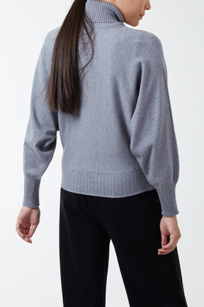 Roll Neck Batwing Jumper