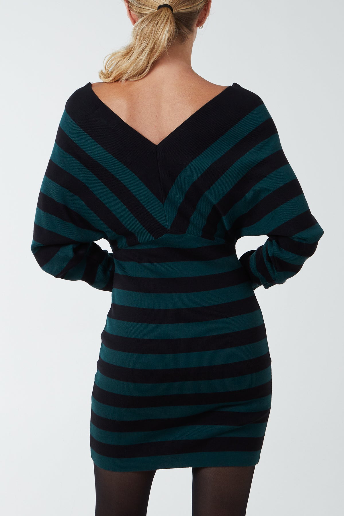 Plunge V-Neck Striped Mini Dress