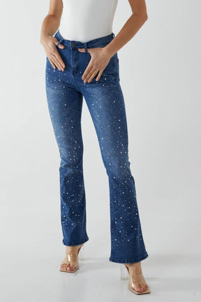 Diamante Flared Denim Jeans