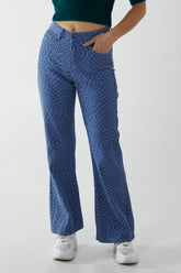 Retro Checkered Denim Jeans