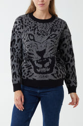 Leopard Face & Print Jumper