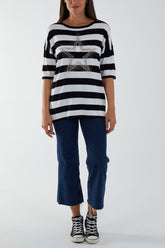 Diamante Star Striped Lightweight Knit Jumper