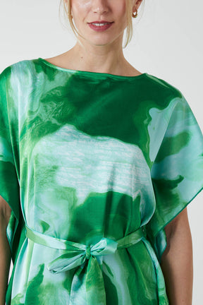 Marble Effect Apron Midi Dress